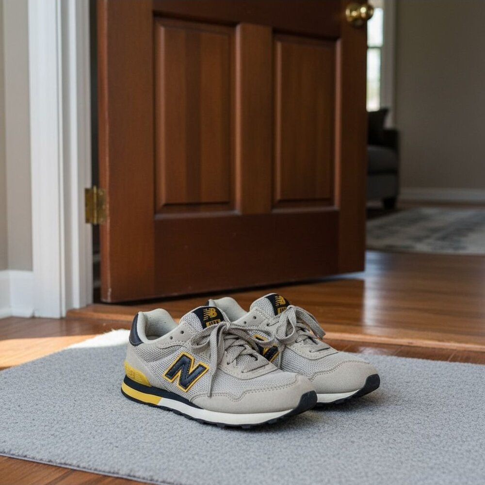 New Balance Kids 515 Sneakers Size 13 Beige & Yellow Mesh Suede Lace-Up Comforta